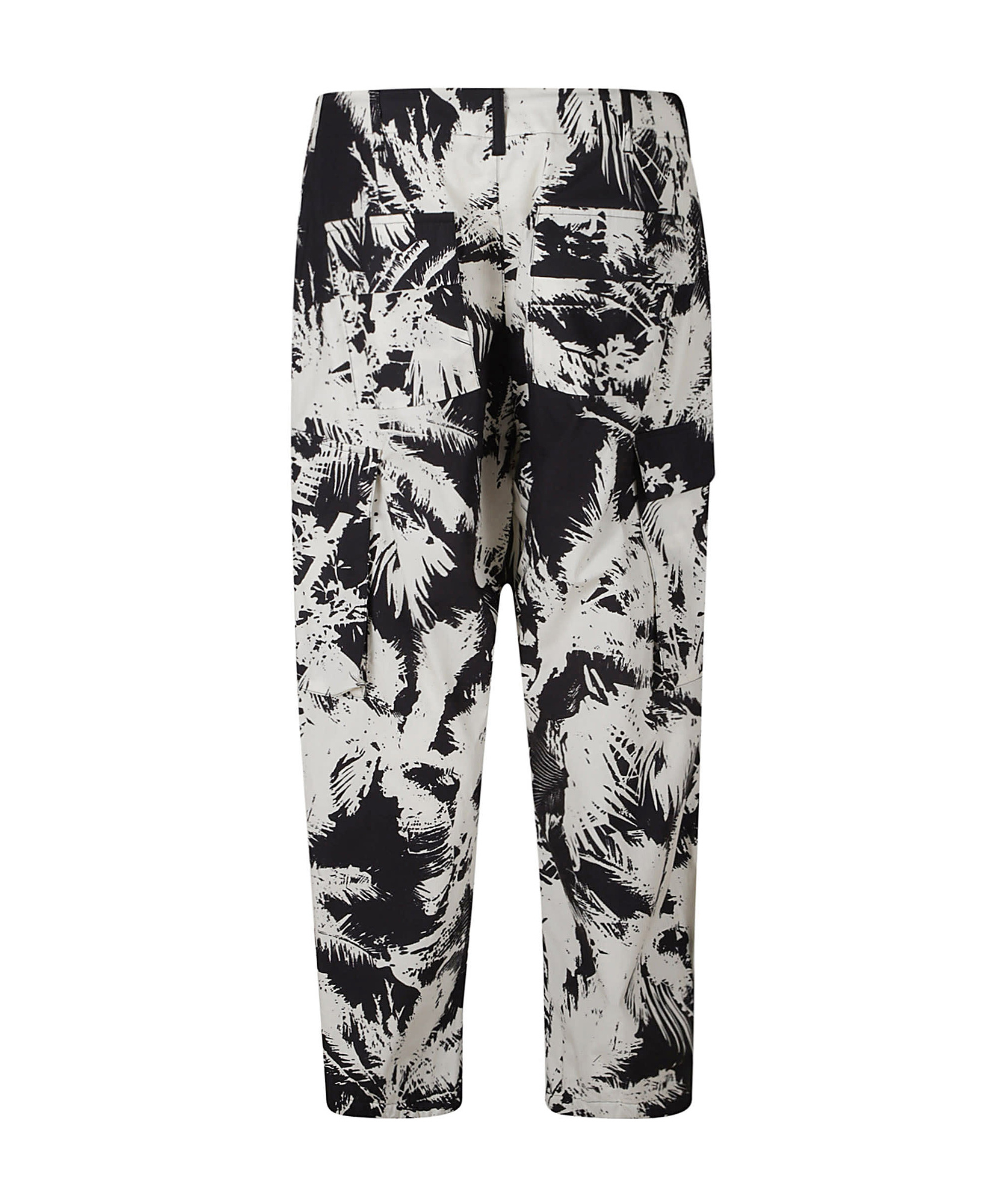 Laneus Printed Multi-pockets Cotton Trousers In Black