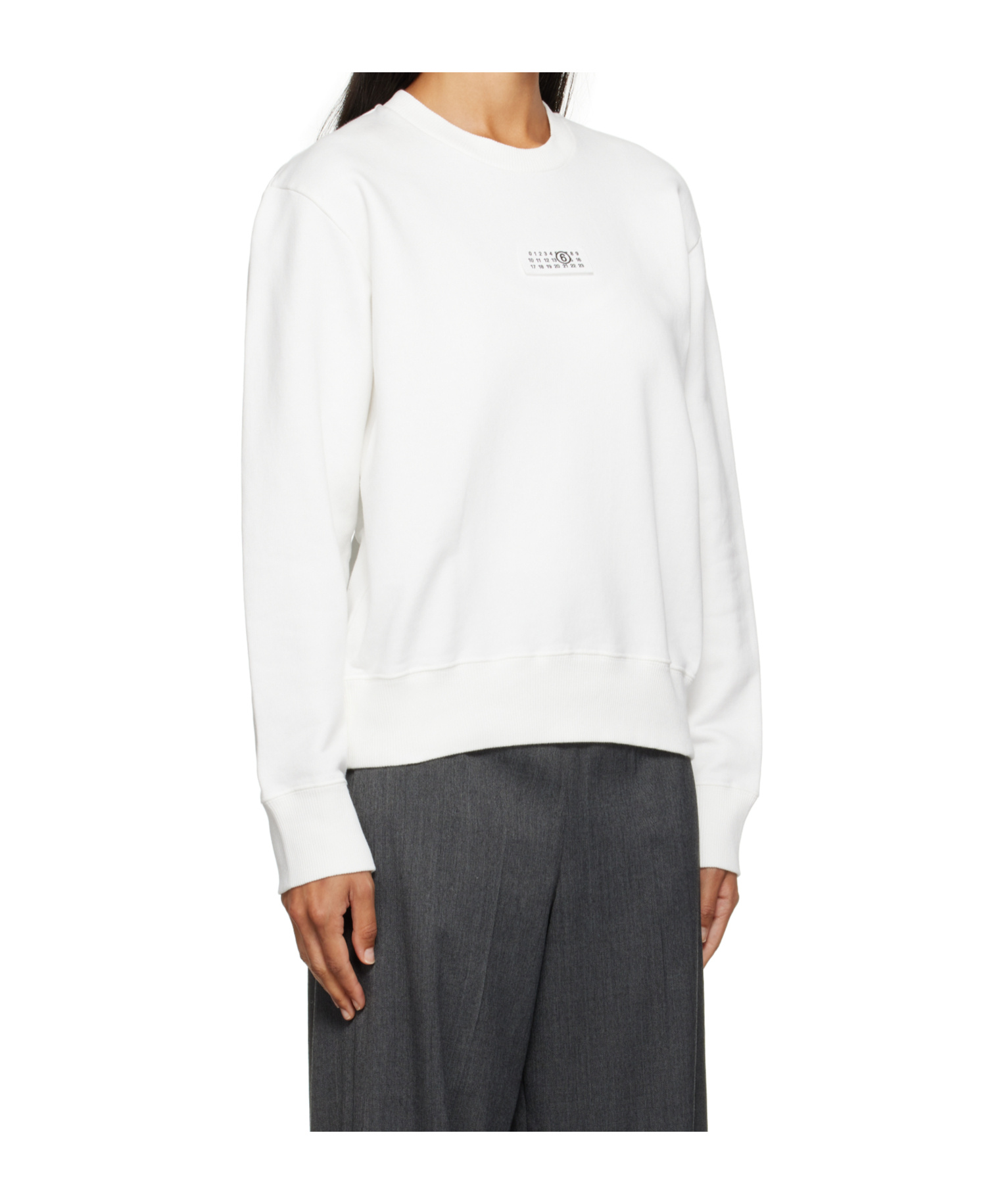 Mm6 Maison Margiela Off-white Logo Patch Sweatshirt In White