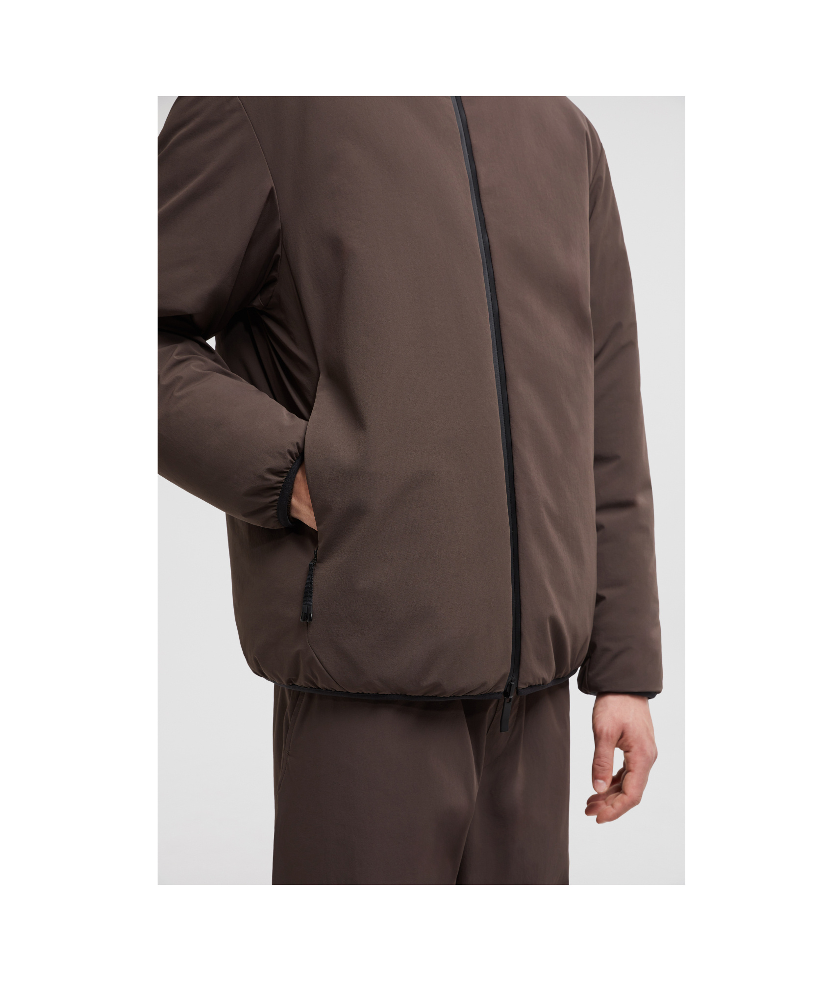 Moncler Double-sided Down Coat In Brown