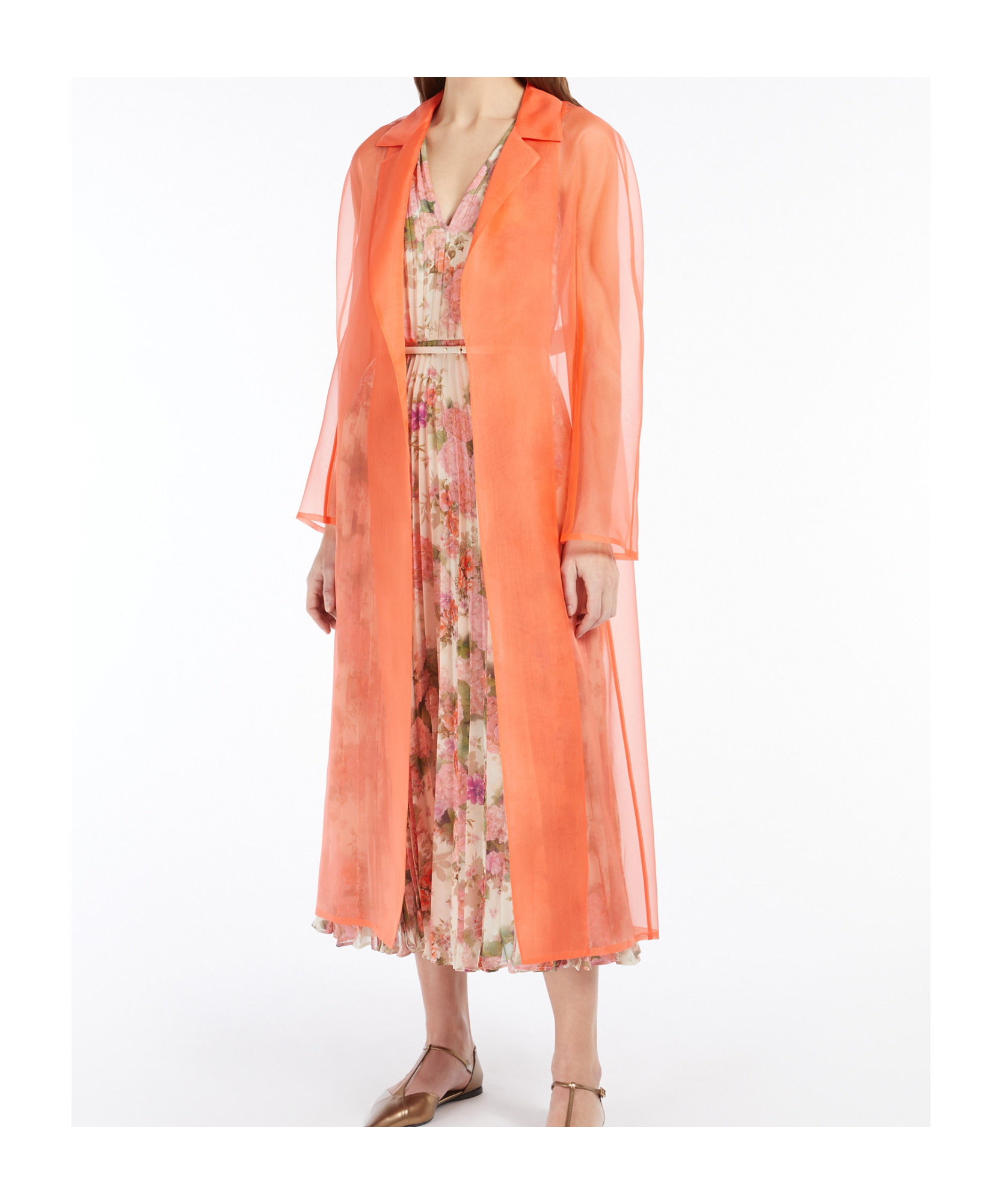 Max Mara Organza Duster Coat In Coral