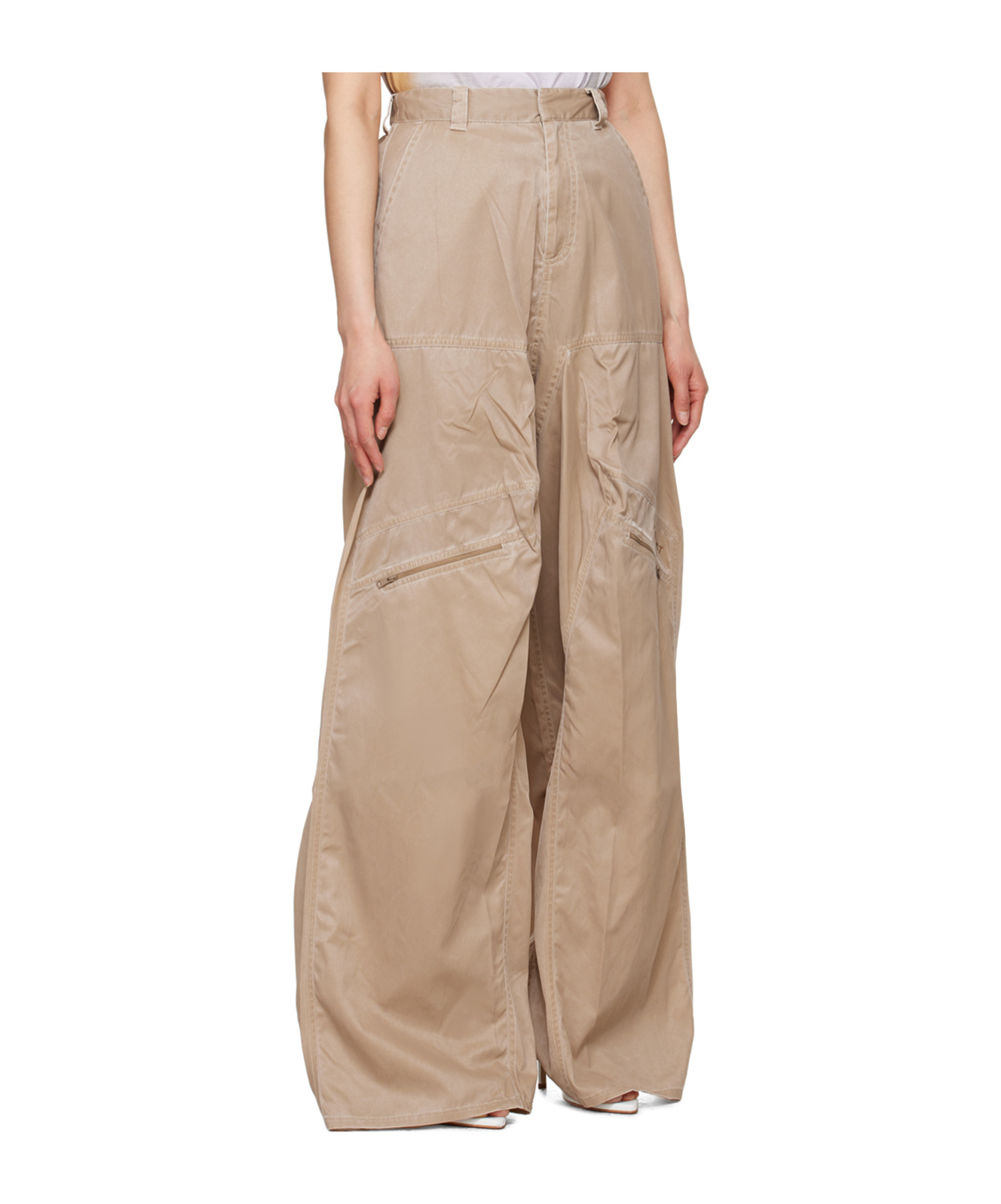 Y/project Wide-leg Spliced Casual Pants In Brown