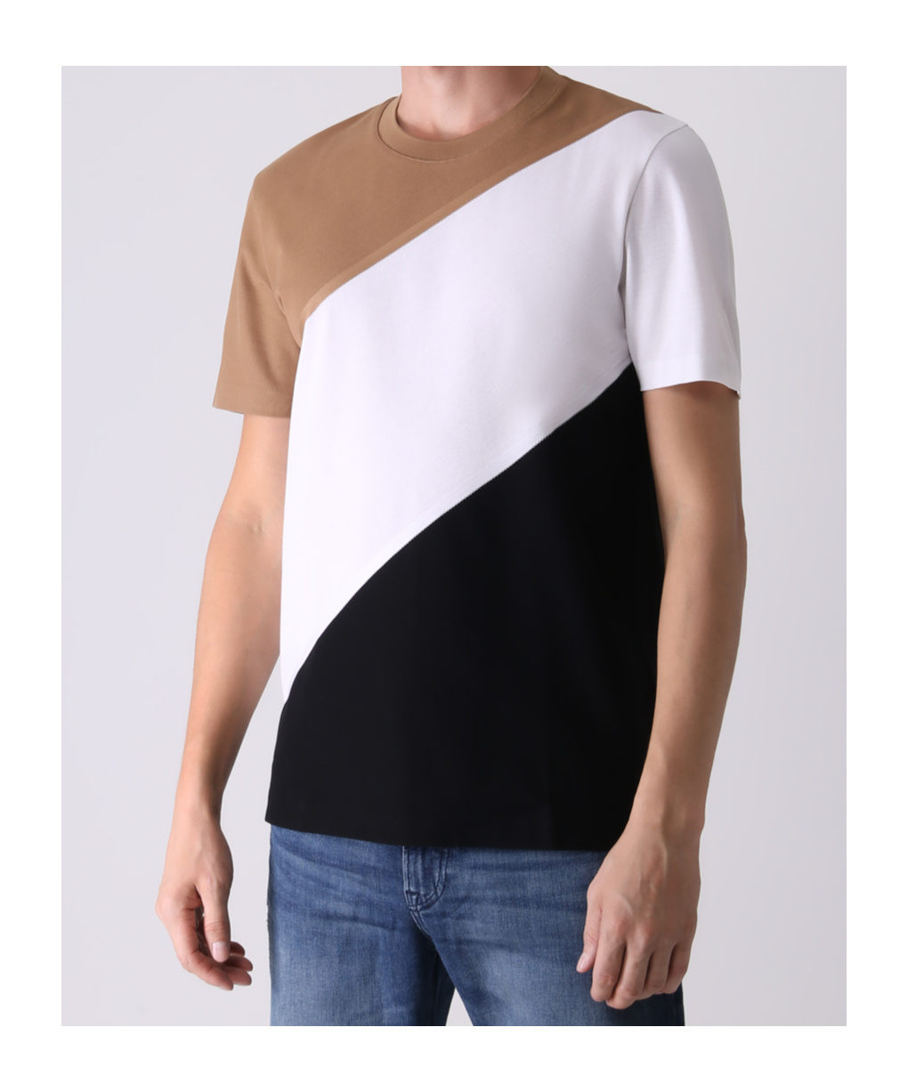 Hugo Boss Tilburt 323 Colour-block T-shirt In Black