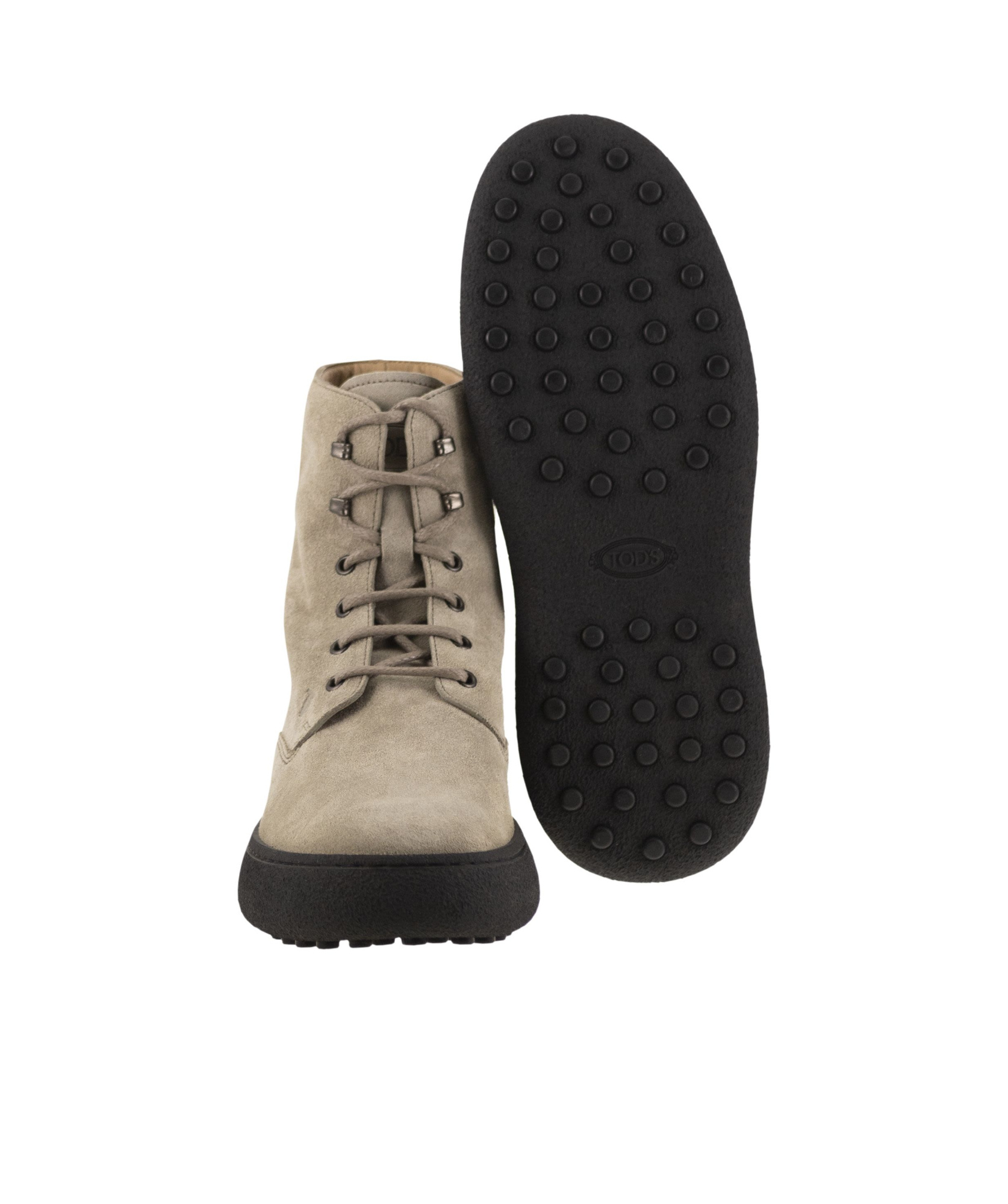 Tod's Urban Elegance Suede Ankle Boots With Chunky Sole, 4.5 Cm In Nude