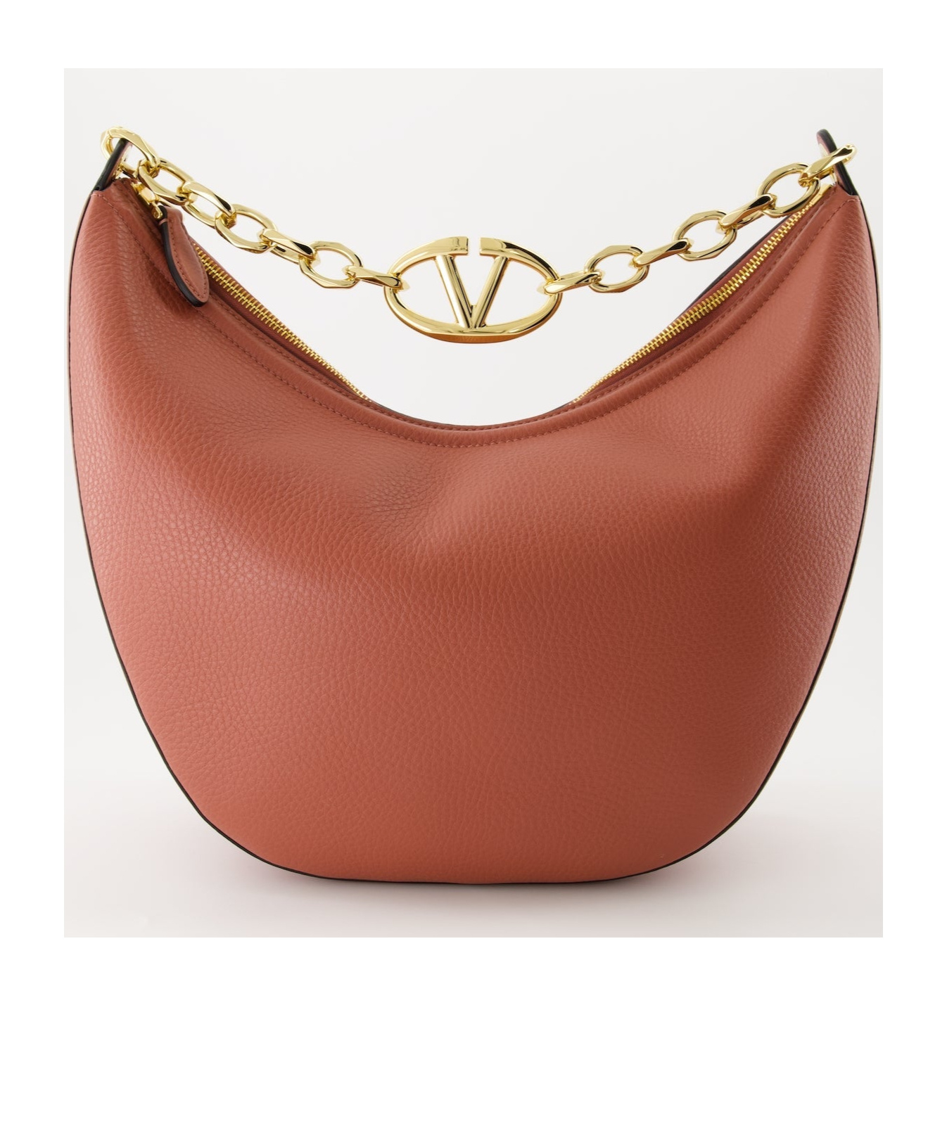 Valentino Garavani Medium Vlogo Moon Leather Hobo Bag In Brown