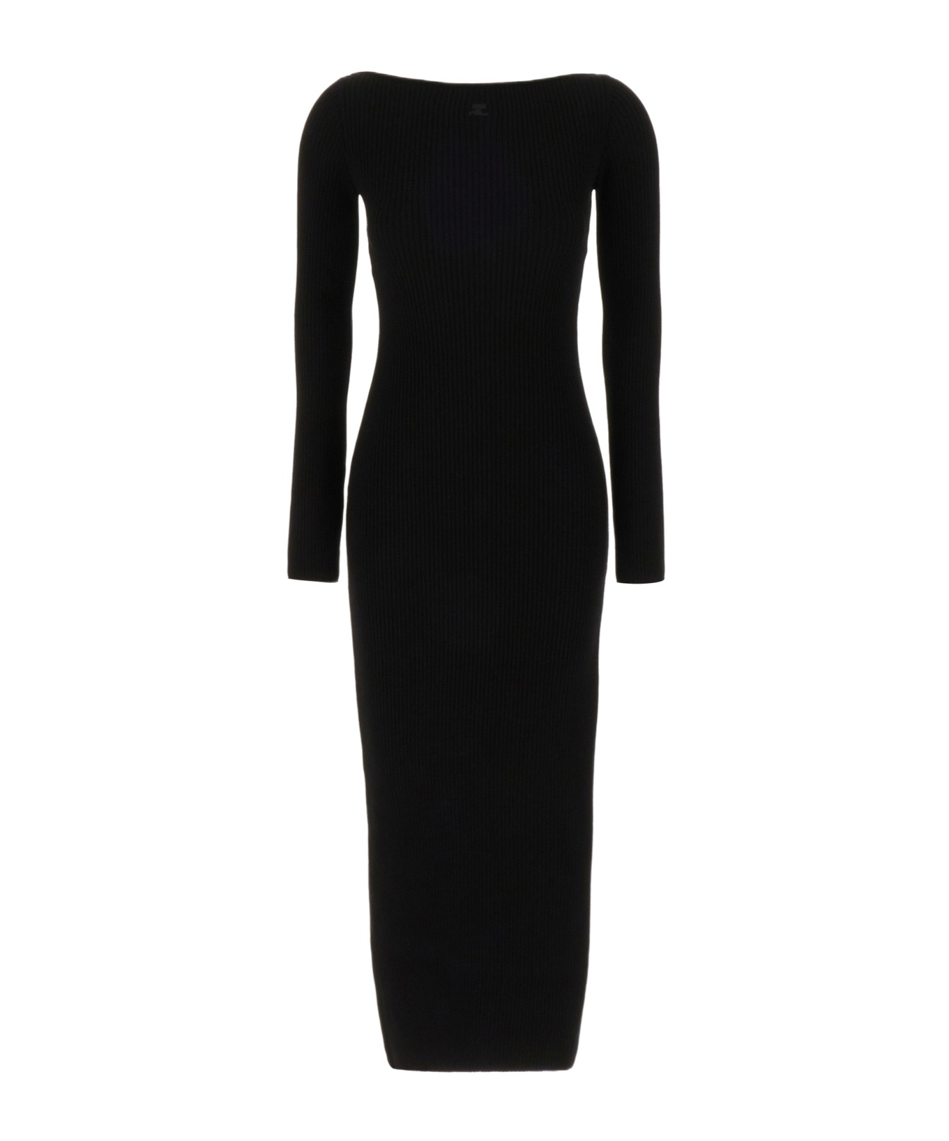 Shop Courrèges Off-shoulder Jersey Dress In Black