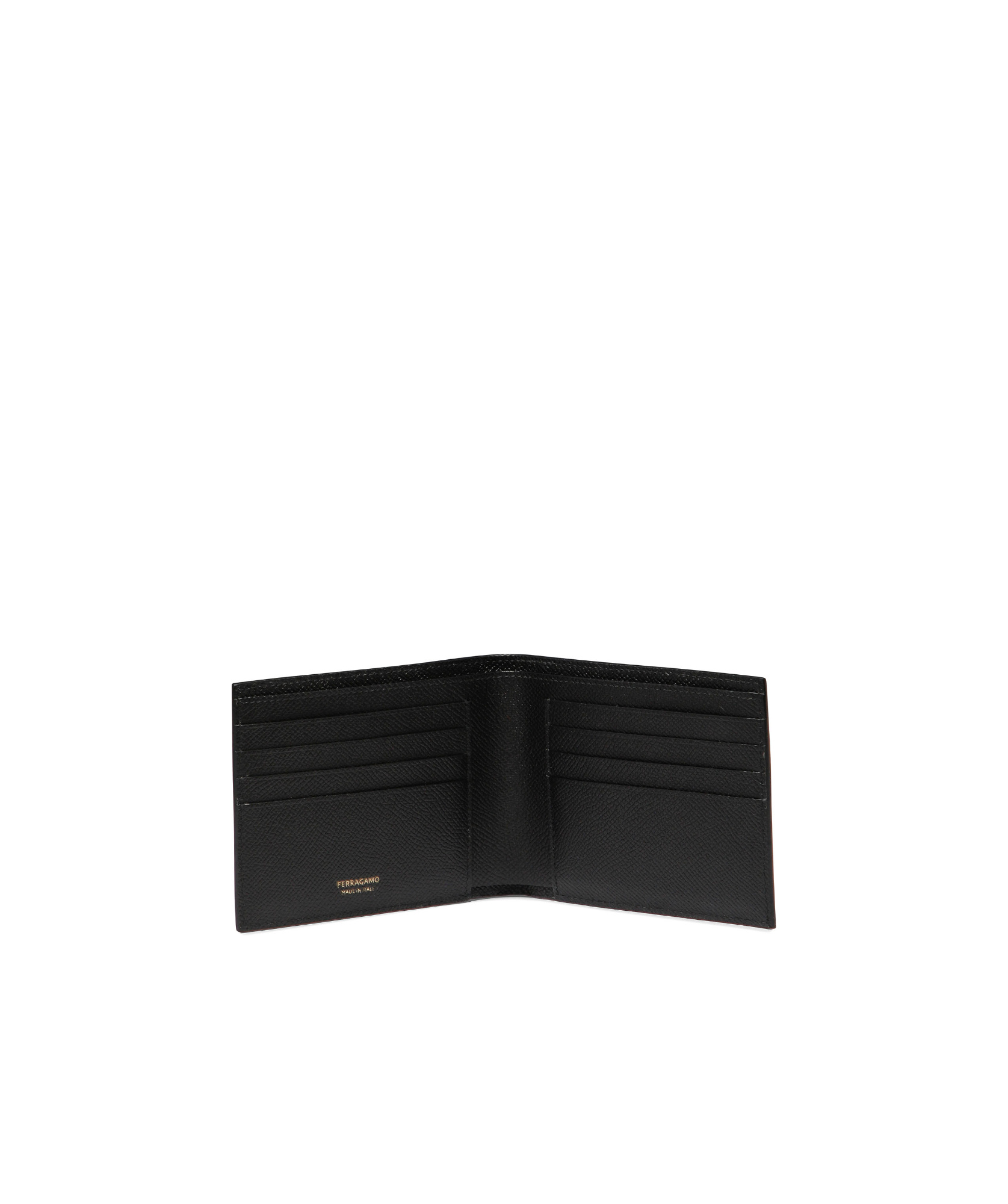 Ferragamo Micro Gancio Leather Bifold Wallet In Black