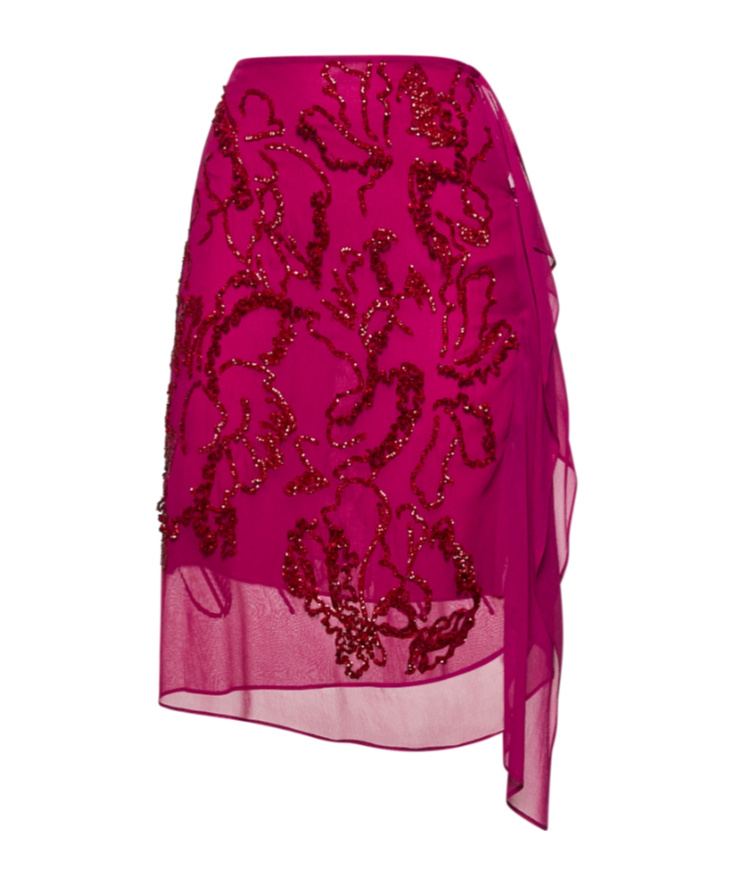Shop Dries Van Noten Patterned Skirt In Red
