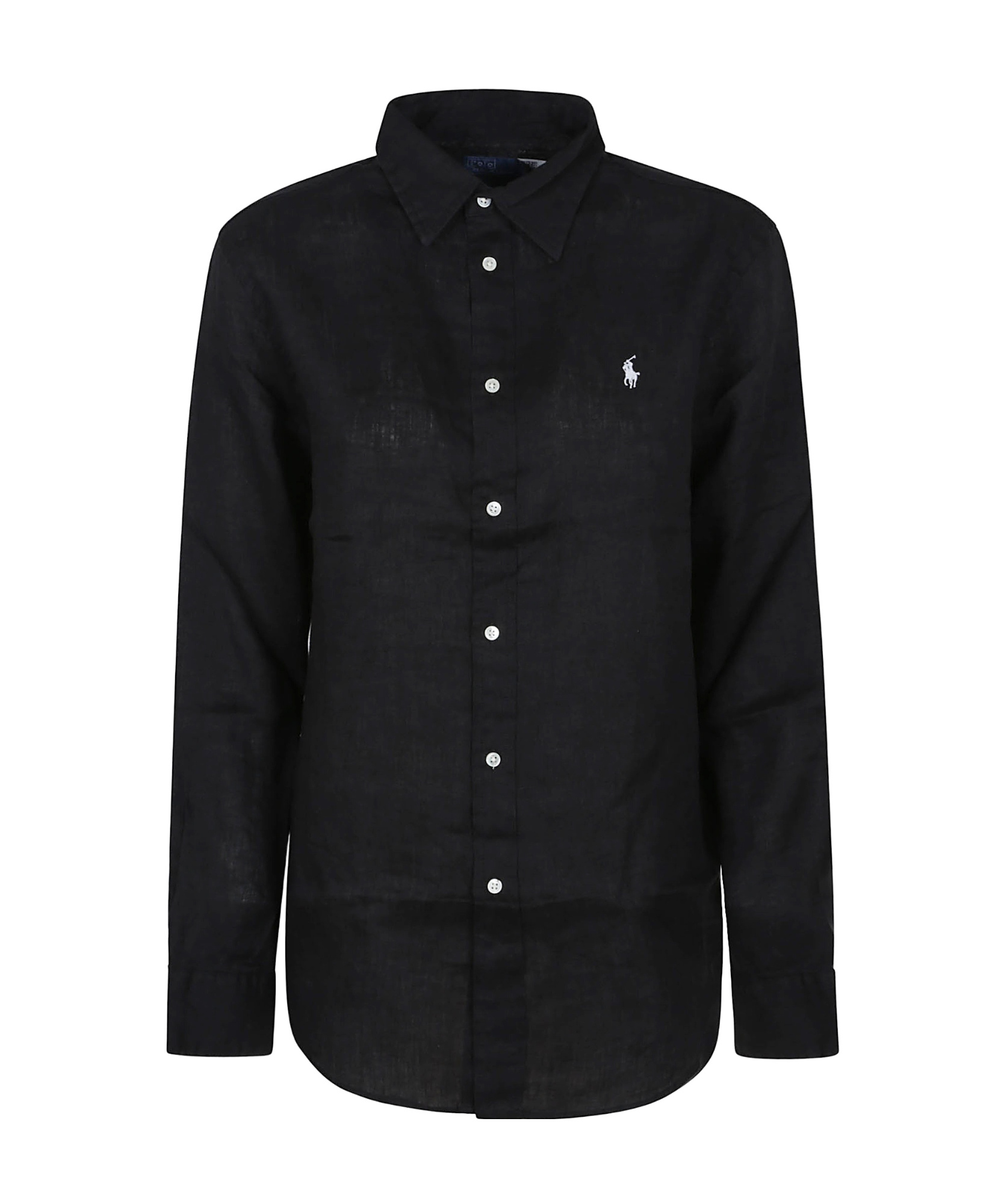 Polo Ralph Lauren Long-sleeved Shirt With Open Front In Black