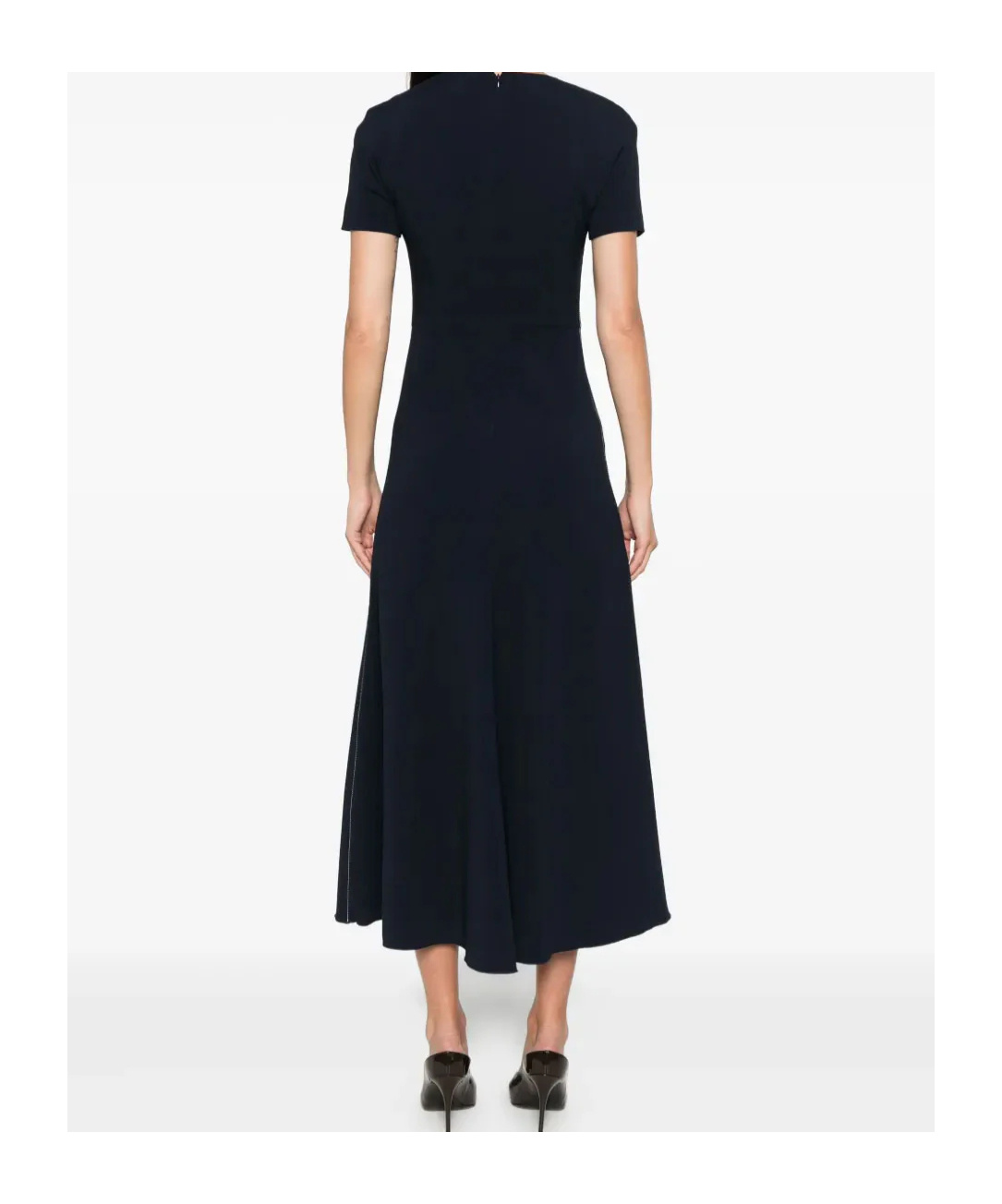 Victoria Beckham Short-sleeve Gathered Dress In Black