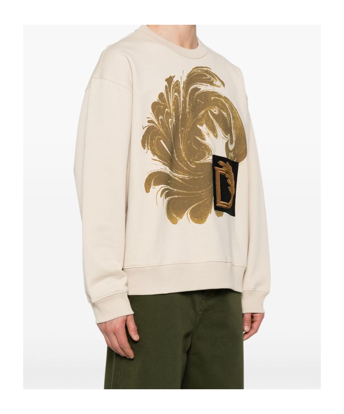 Dries Van Noten Crew Neck Graphic Print Sweater In Pink