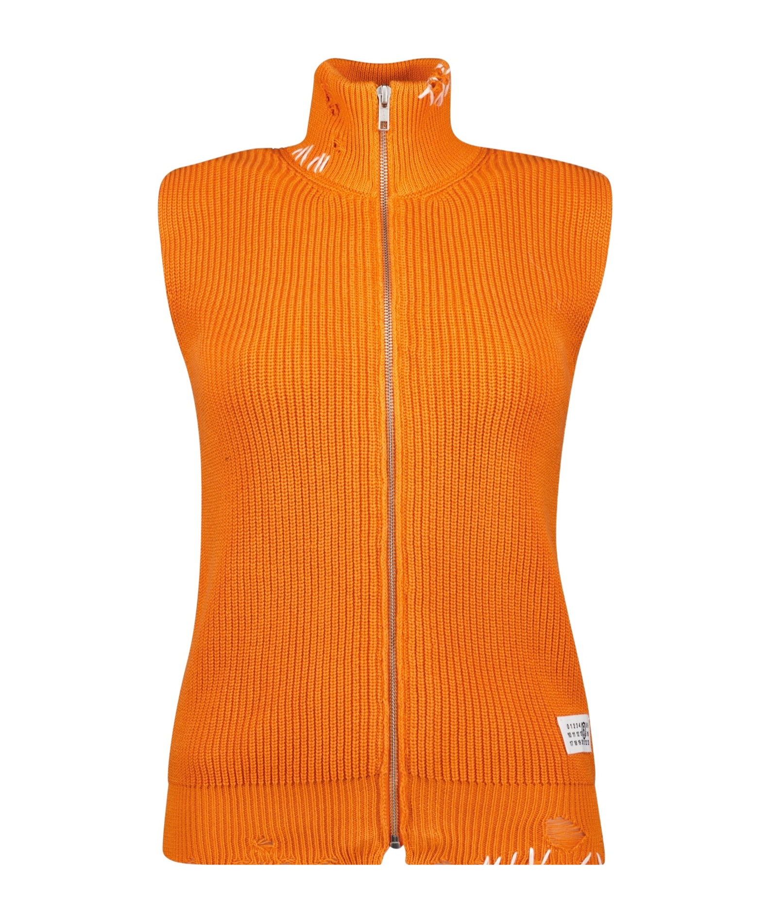 Shop Mm6 Maison Margiela Ribbed-knit Cardigan In Orange