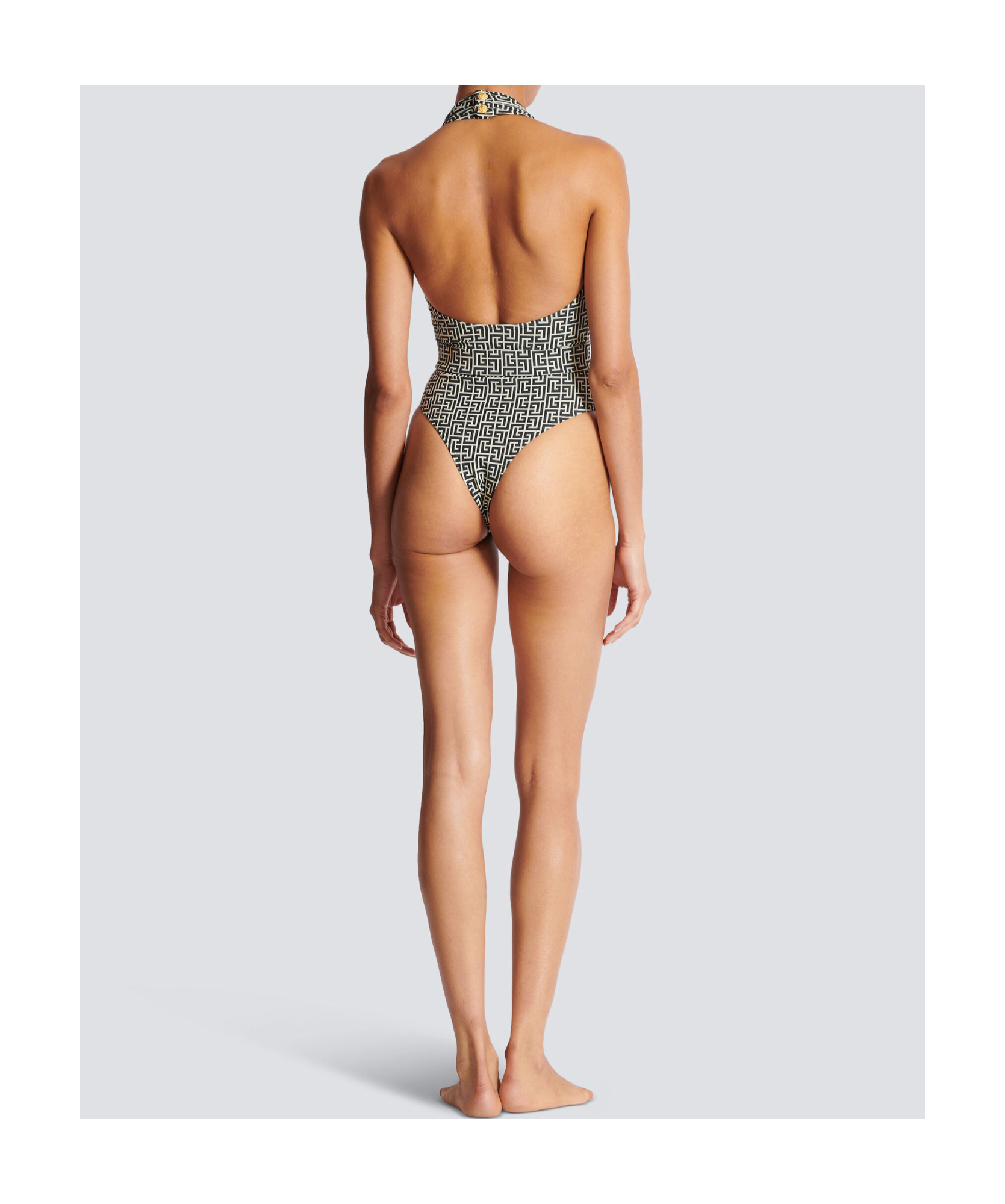 Balmain Pb Labyrinth One-piece Swimsuit In Black