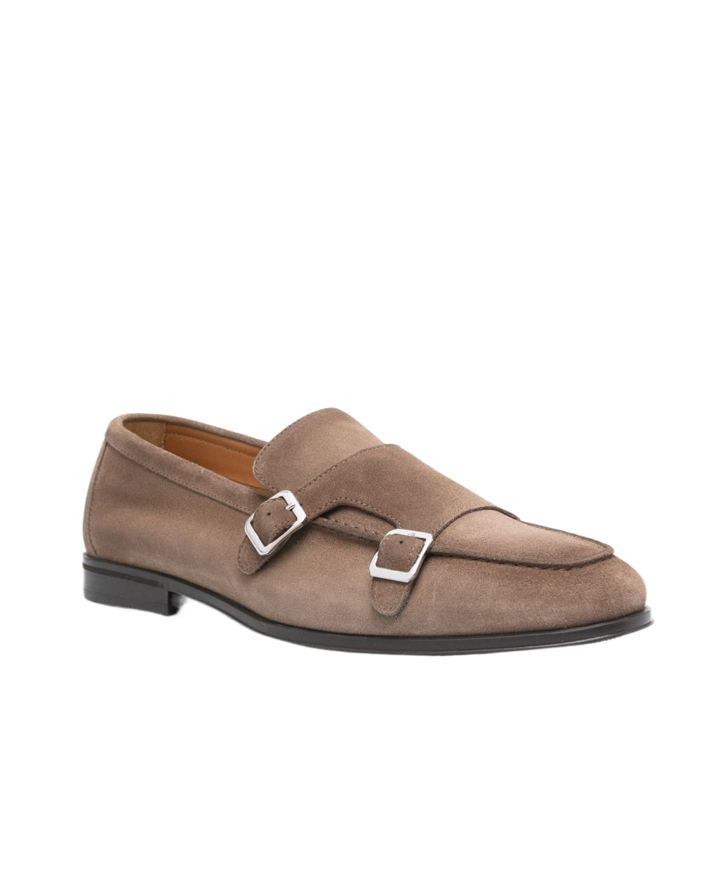 Doucal's Double Buckle Leather Moccasin In Brown