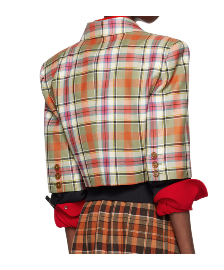 Vivienne Westwood Cut Off Jacket Wool Tartan 46 Women In Nude
