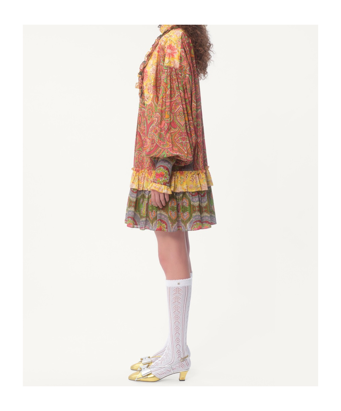 Valentino Kurzes Kleid Aus Voyage Imaginaire Kaschmir-musselin Frau Multicolor 44 In Brown