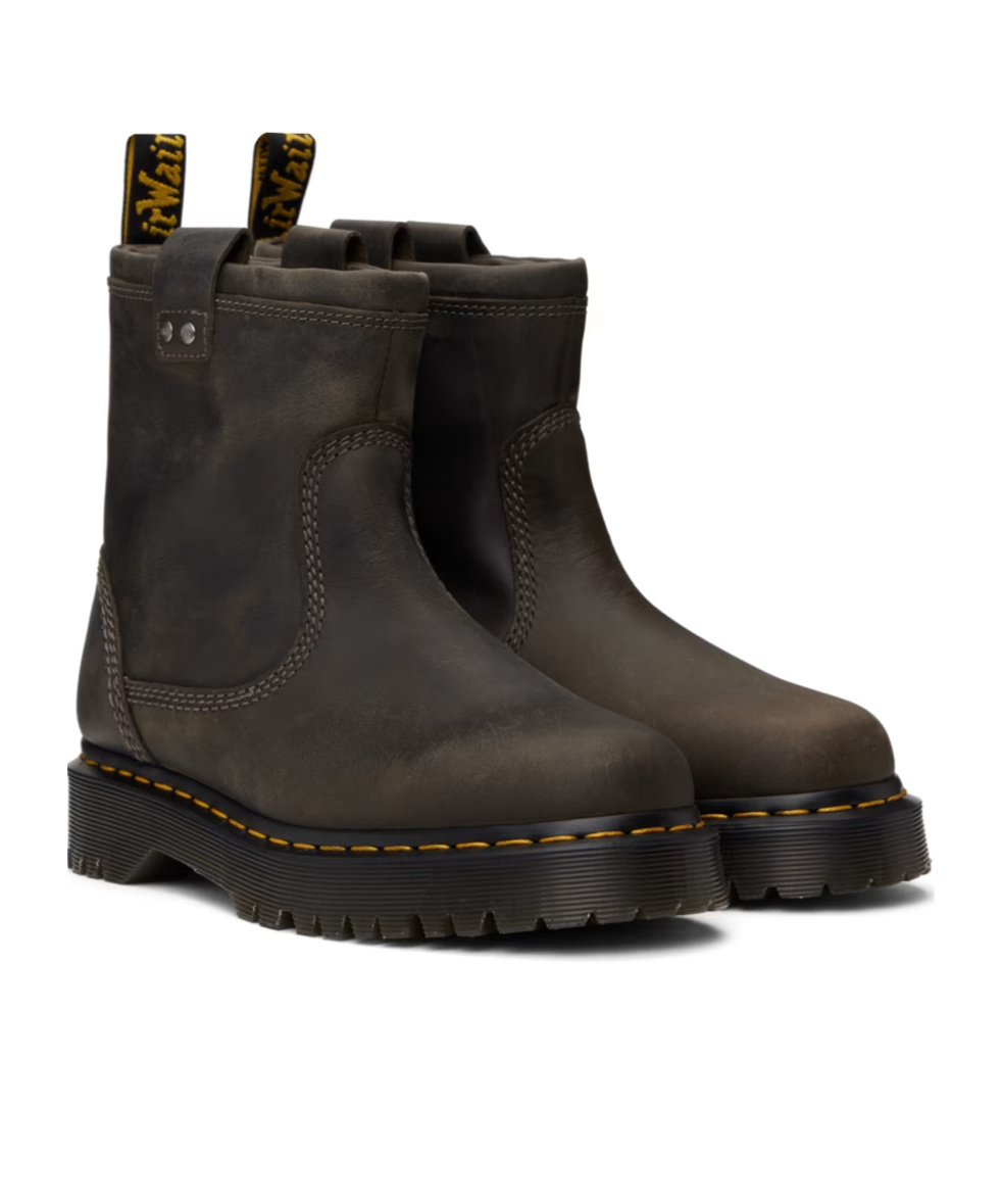 Dr. Martens' Gray Anistone Lo Leather Boots In Black