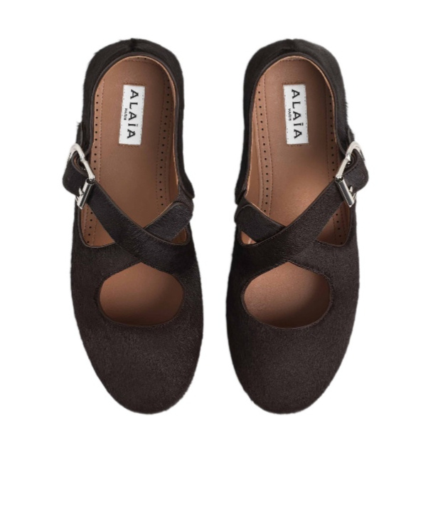 Alaïa Criss Cross Ballet Flats In Haircalf In Brown