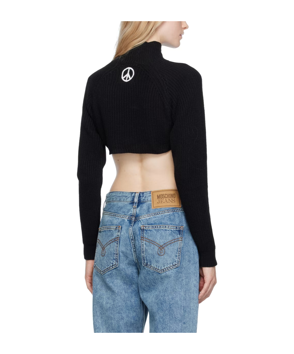 Moschino Black Embroidered Turtleneck In Black