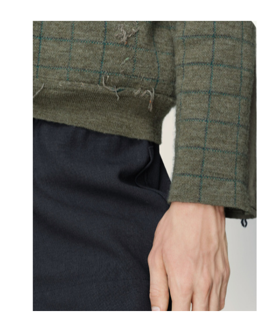 Maison Margiela V-neck Grid-pattern Wool Sweater In Green