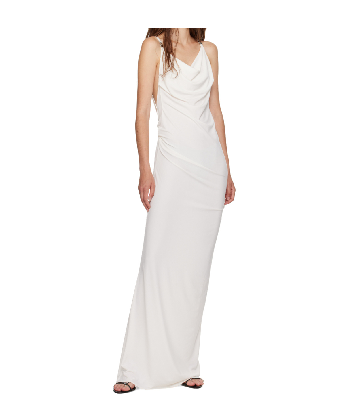 Coperni Draped Open-back Jersey Maxi Dress In White