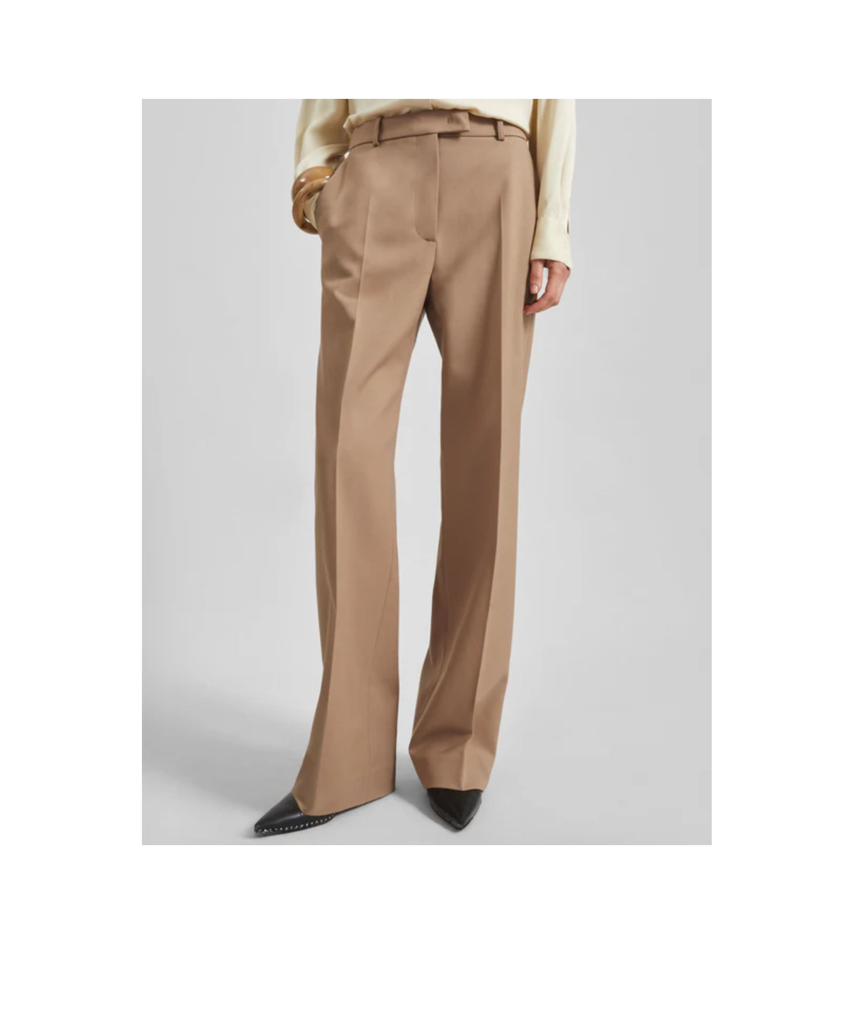 The Frankie Shop Lenora Wide Leg Trousers In Brown
