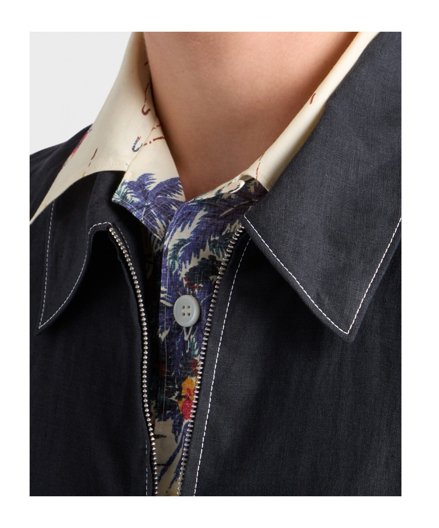 Prada Cotton Blouson With Contrasting Stitching In Black