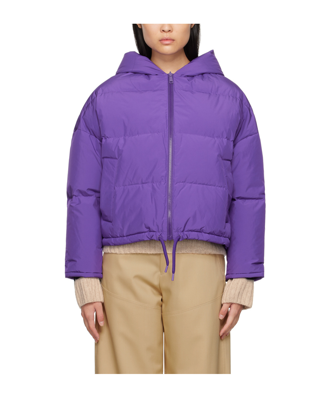 Yves Salomon Purple Hooded Reversible Down Jacket In Purple