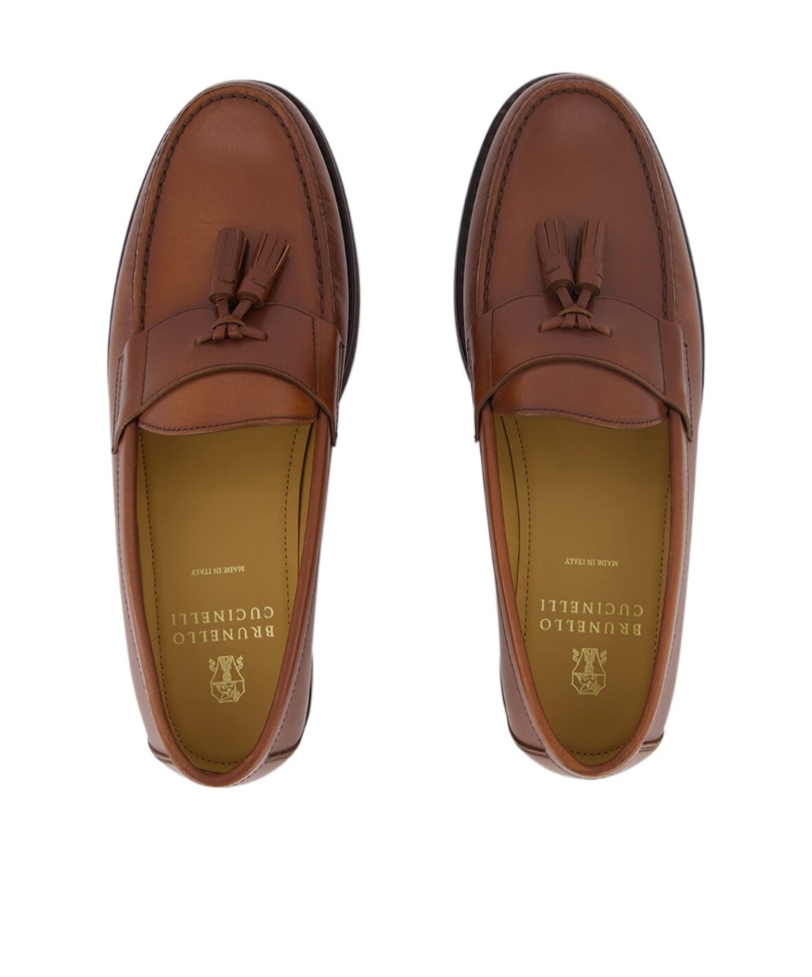 Brunello Cucinelli Round Head Loafer Shoes In Brown