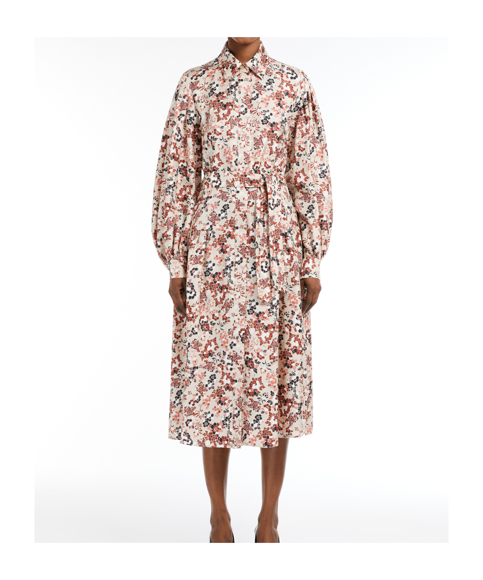 Max Mara Vestido Acampanado De Seda Estampada In Multicolor