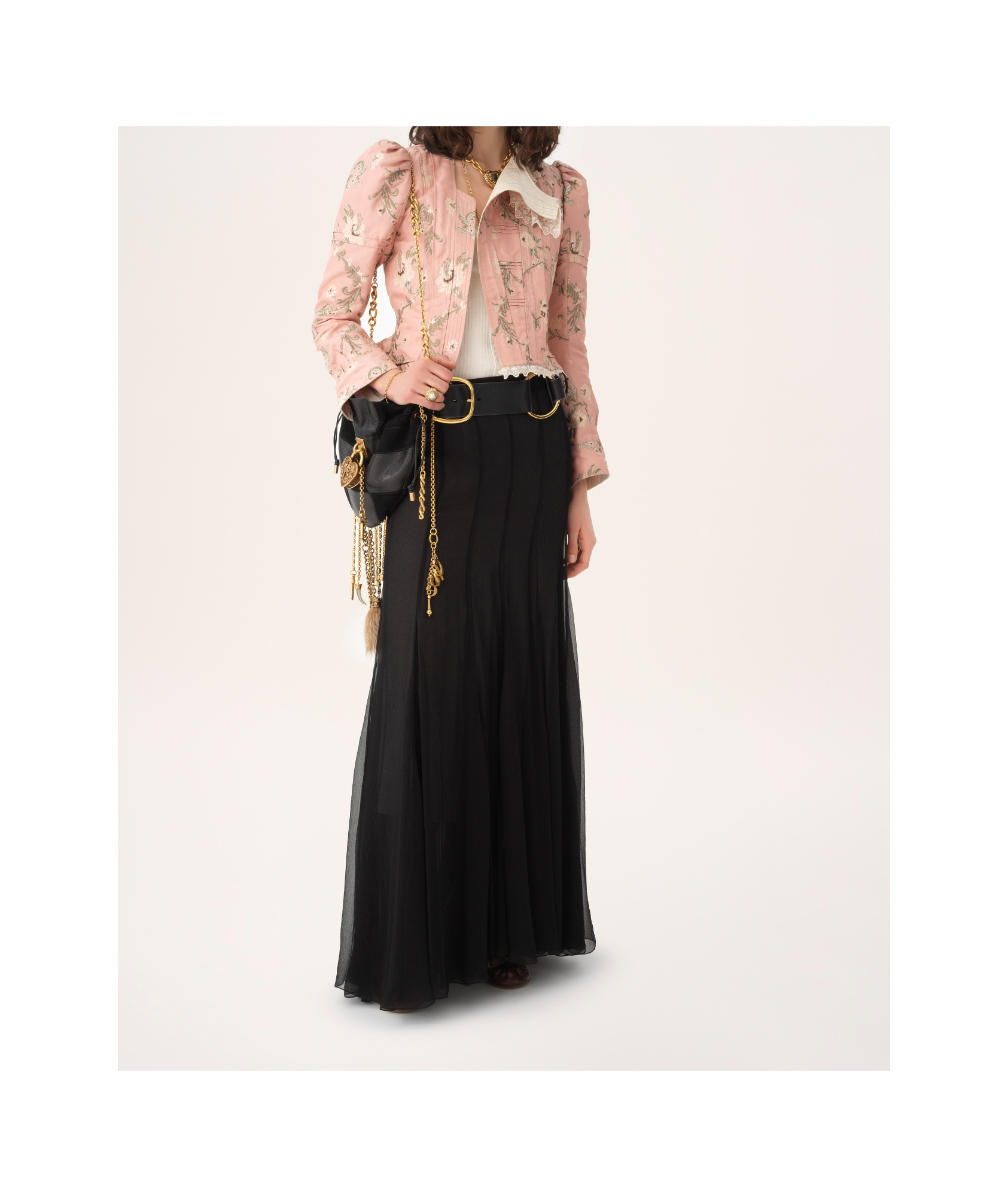 Chloé Baroque Silk-blend Taffeta Jacket With Floral Jacquard Women In Pink
