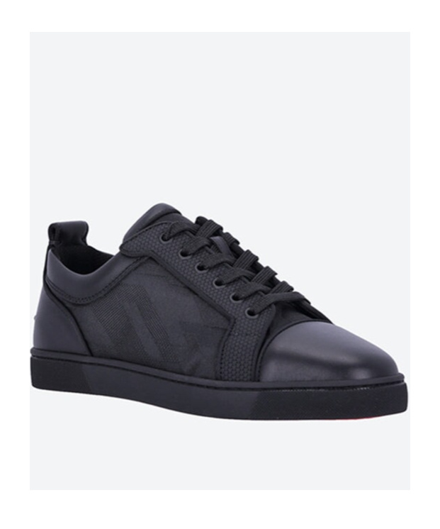 Christian Louboutin Louis Junior Suede And Leather-trimmed Ripstop Sneakers In Black