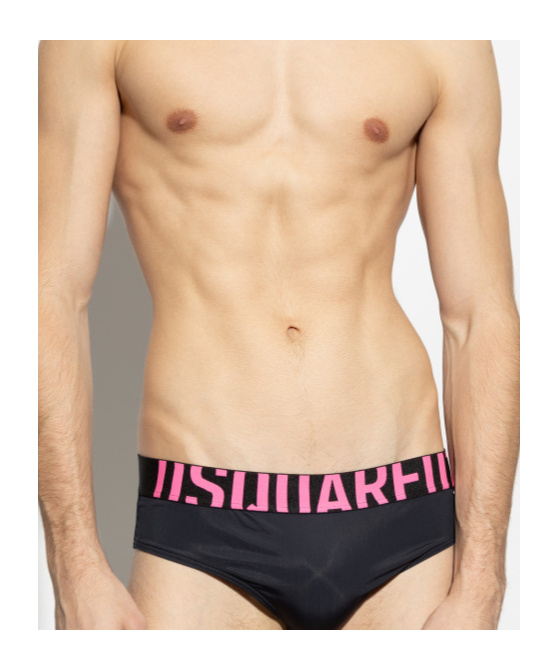 Dsquared2 Elastic Waist Swimming Trunks In Black