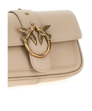Shop Pinko Love One Pocket Chain Linked Crossbody Bag In Nude