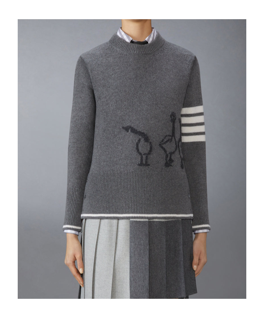 Thom Browne Geese Intarsia Boxy Virgin Wool Crewneck Sweater