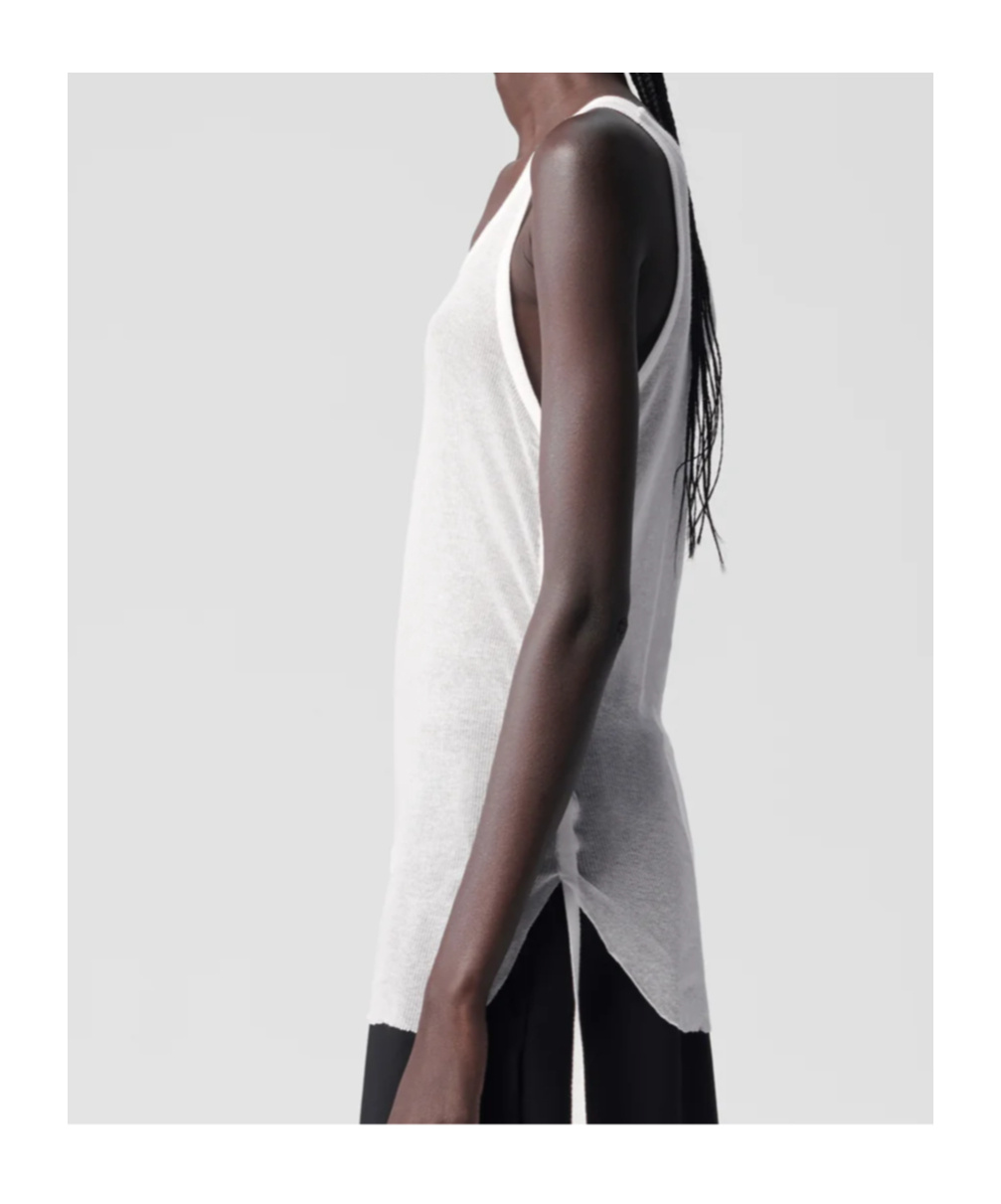 Ann Demeulemeester Cropped Tank Top Light Cotton Rib In White