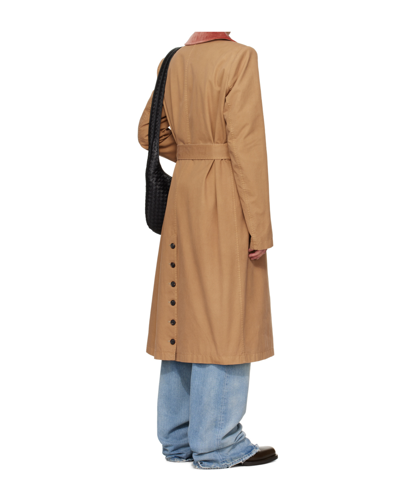 Alexander Mcqueen Stacked Shoulder Raincoat In Brown