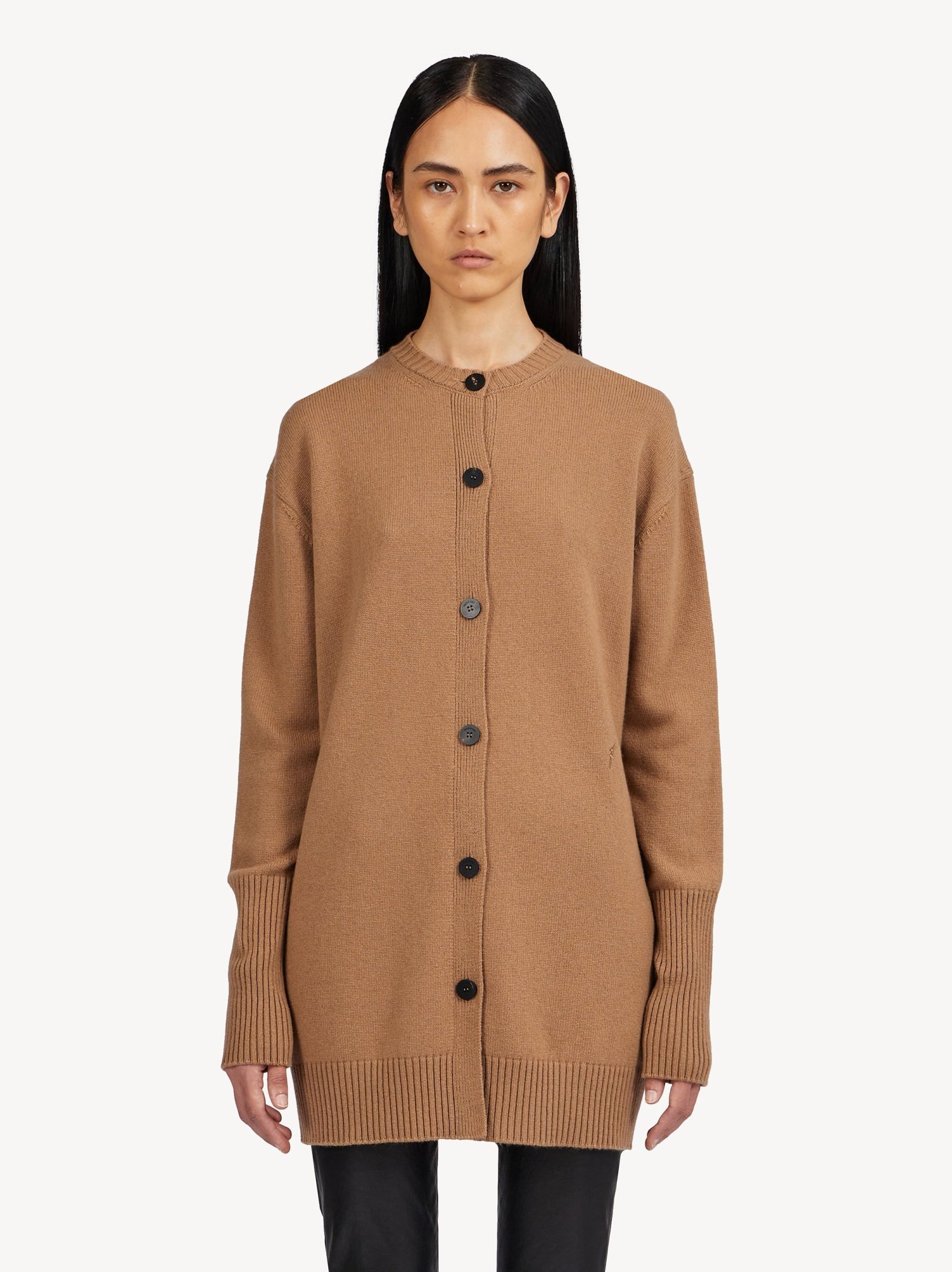 Shop Ferragamo Ribbed Knit Cardigan Dress In Brown