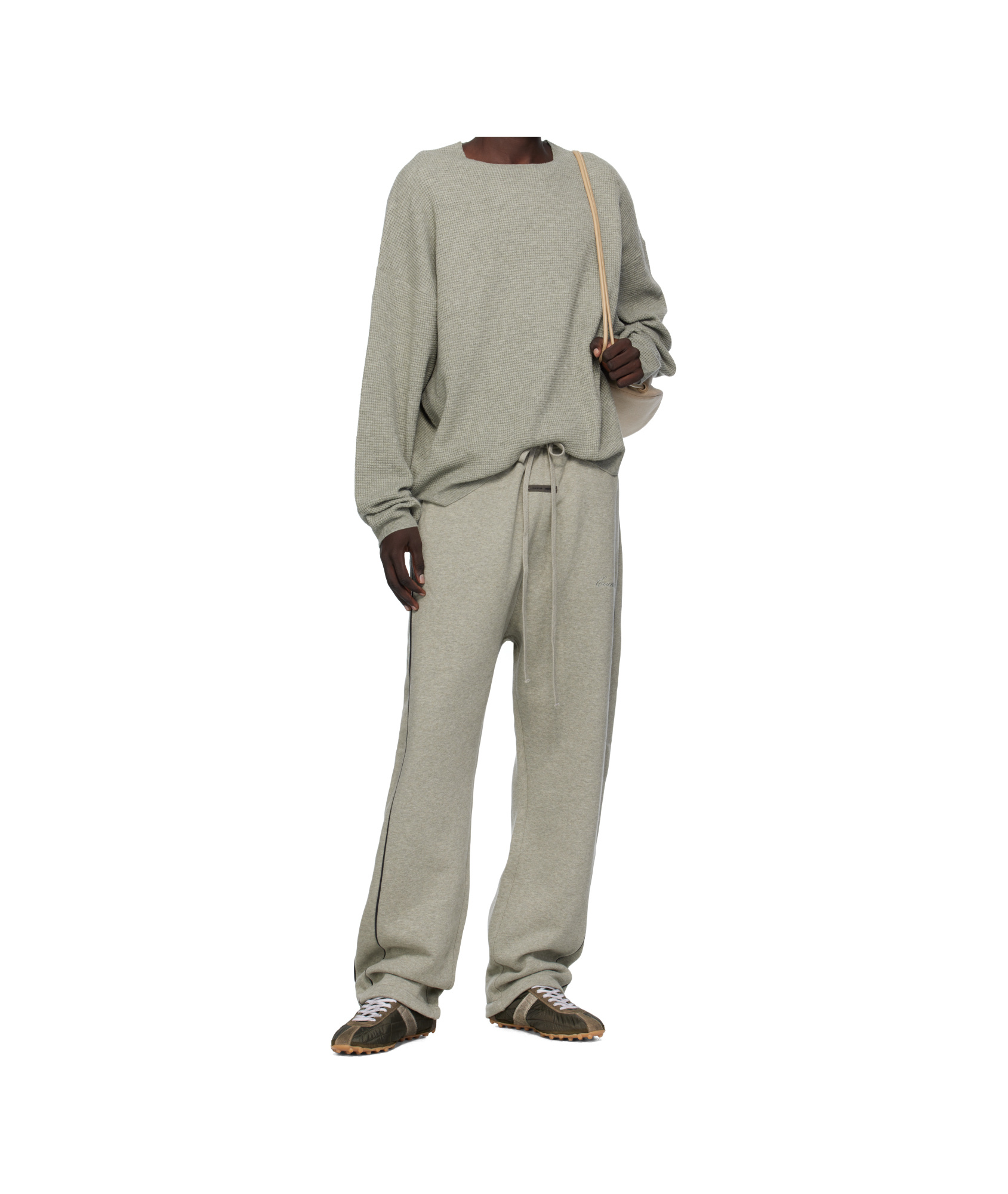 Essentials Casual Ribbed Jogger Pants In Gray