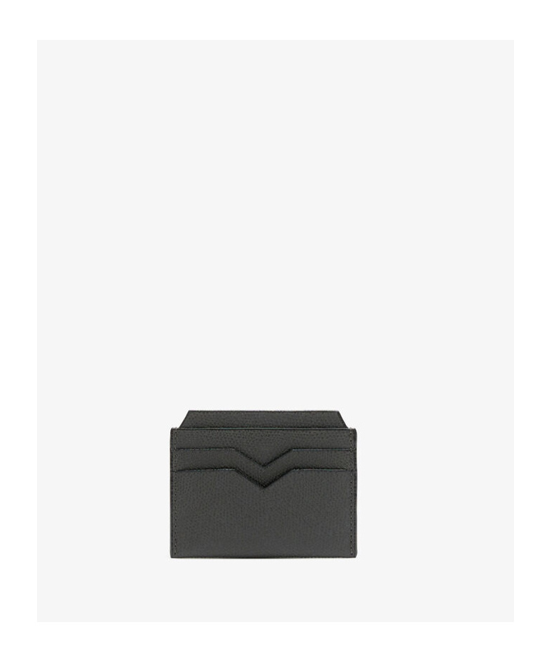 Valextra Calf Leather Card Holder In Black