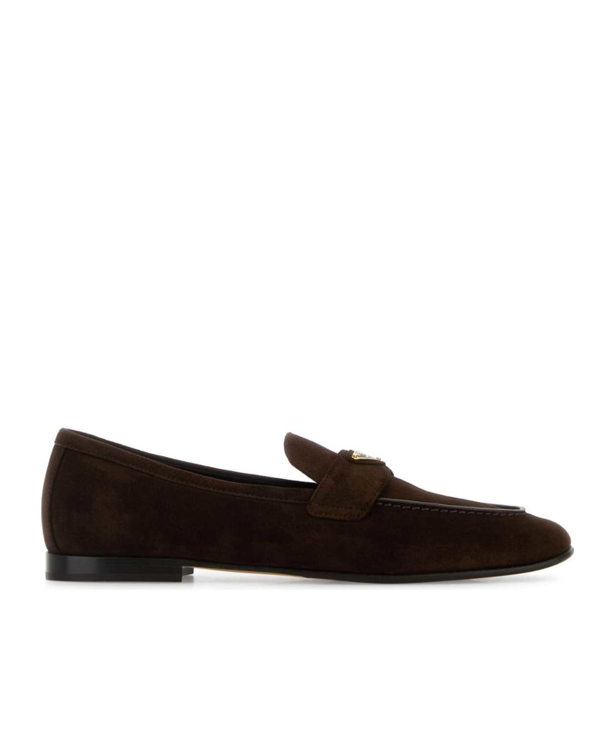 Prada Triangle-logo Loafers In Brown