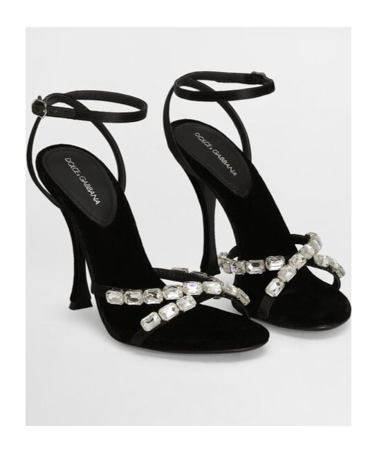 Dolce & Gabbana Keira 105 Satin Sandals With Gemstone Embellishments In Black