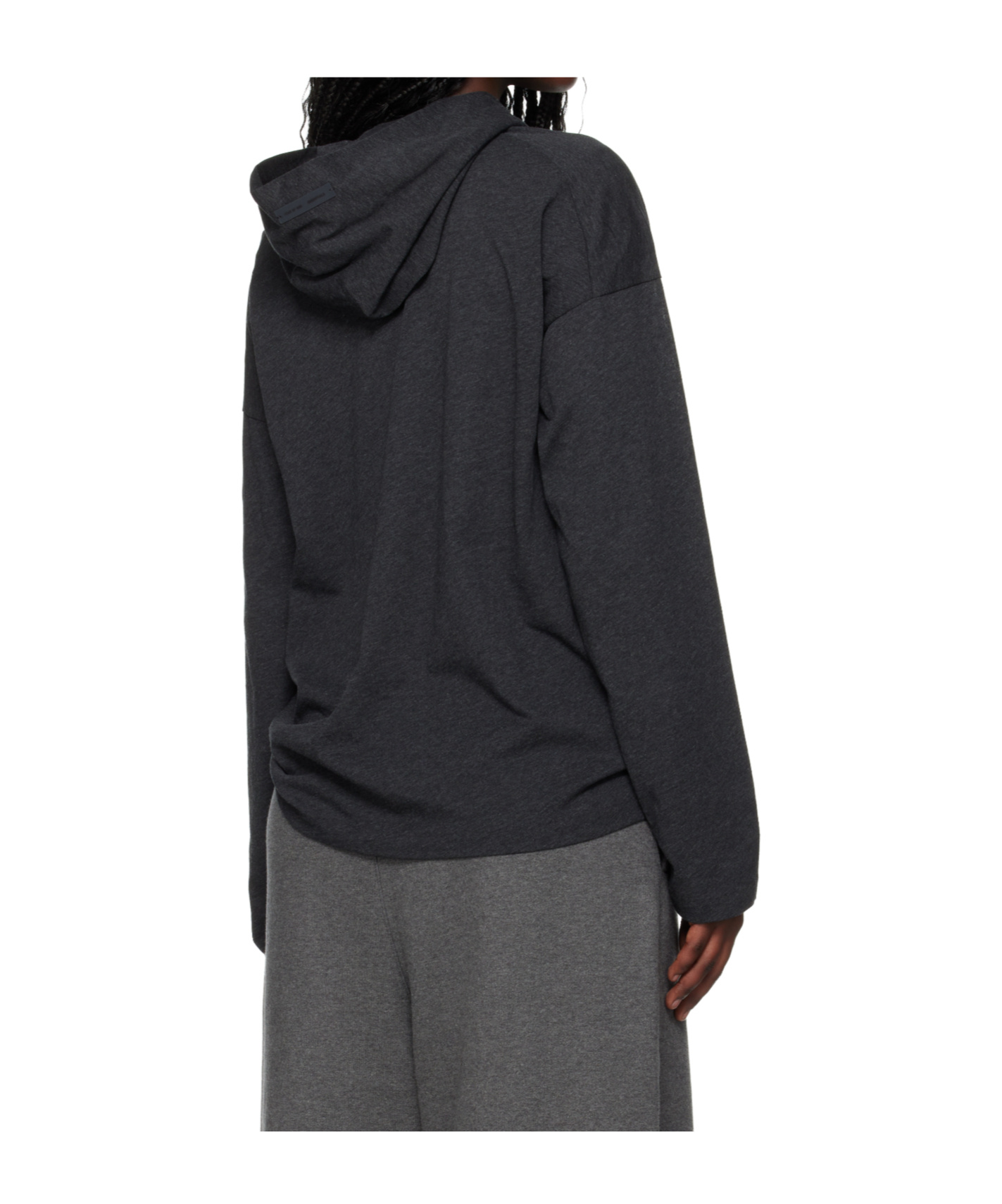 Essentials Gray Holiday Embroidered Classic Fit Long Sleeve Hoodie In Black