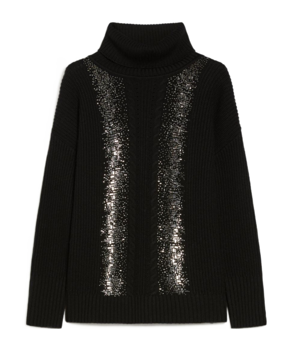 Max Mara High-necked Wool Sweater In Black