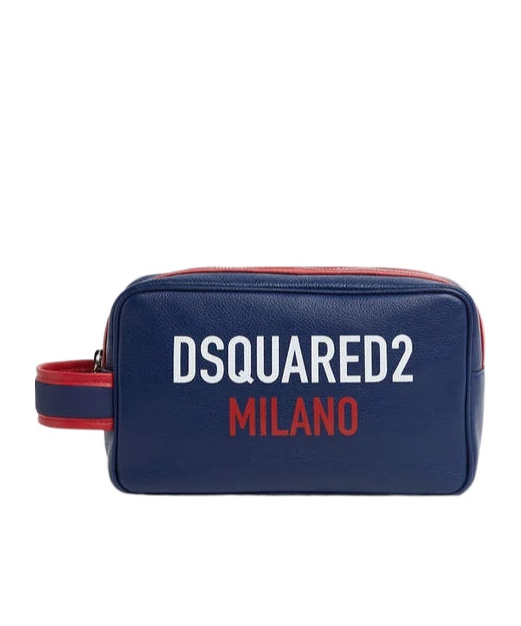 Dsquared2 Logo-print Wash Bag In Blue/red