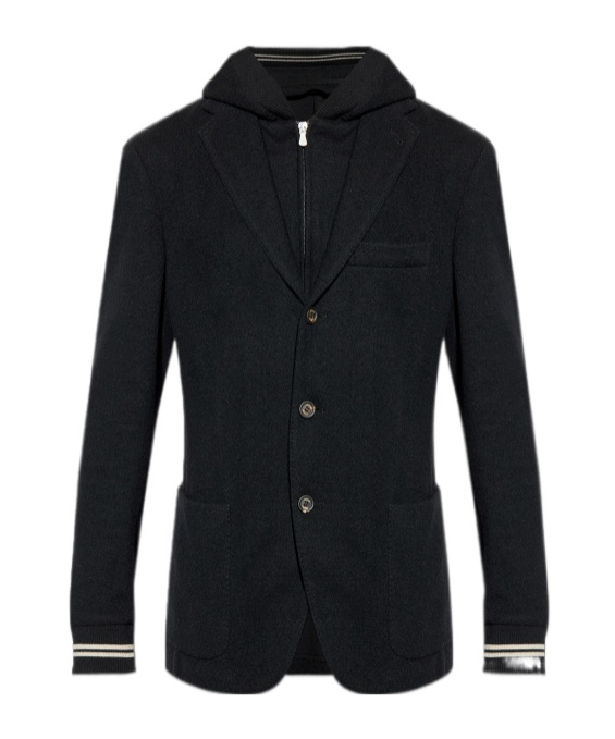 Eleventy Jacket With Detachable Hood In Black