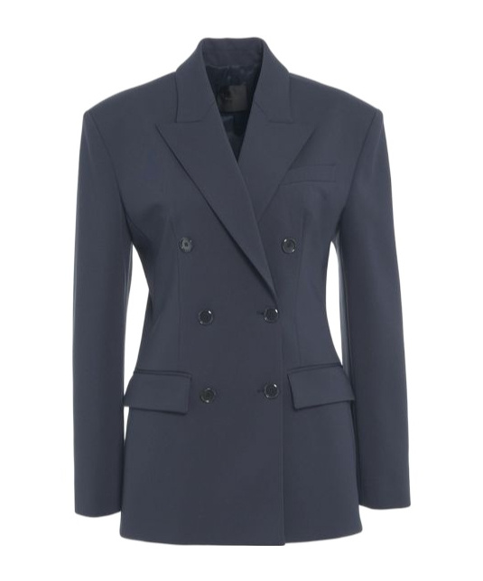 Pinko Double-breasted Scuba Blazer With Peaked Lapels In Blue