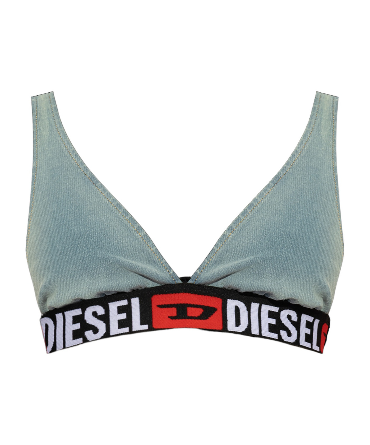 Diesel De-geny-s Denim Bra Top In Gray
