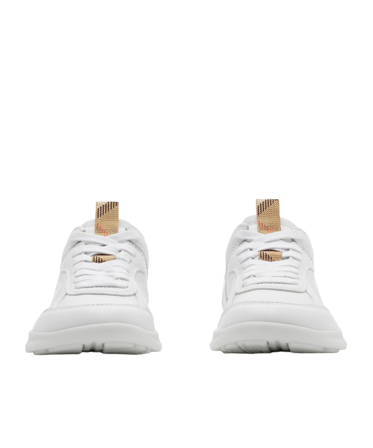 Burberry Blade Check Leather Trainer Sneakers In Optic White