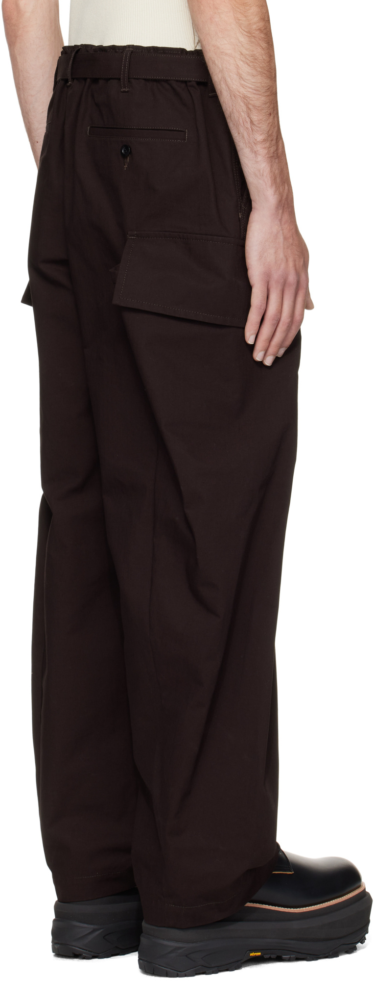Sacai Cargo Straight-leg Trousers In Black