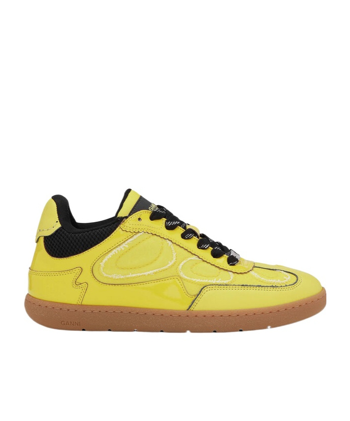 Ganni Yellow Synthetic Leather And Fabric Sneakers In Yellow